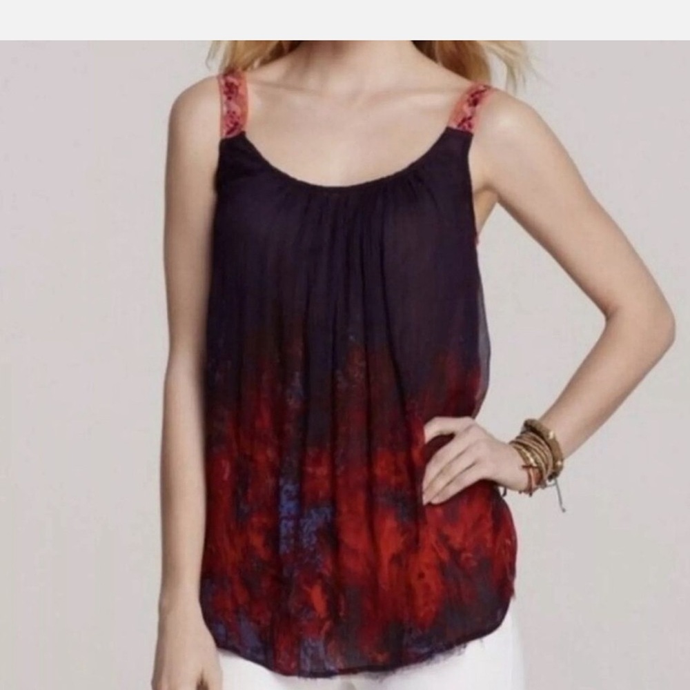 Free People purple, pink and Red Ombre Blouse Size Small